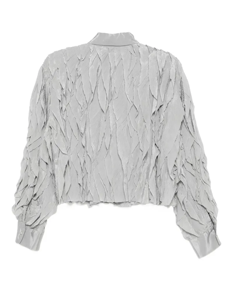 ALYSI Ruffled Crinkle-Texture Blouse — Grey Grey