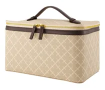 Quilted Diamond Pattern Vanity Case — Beige