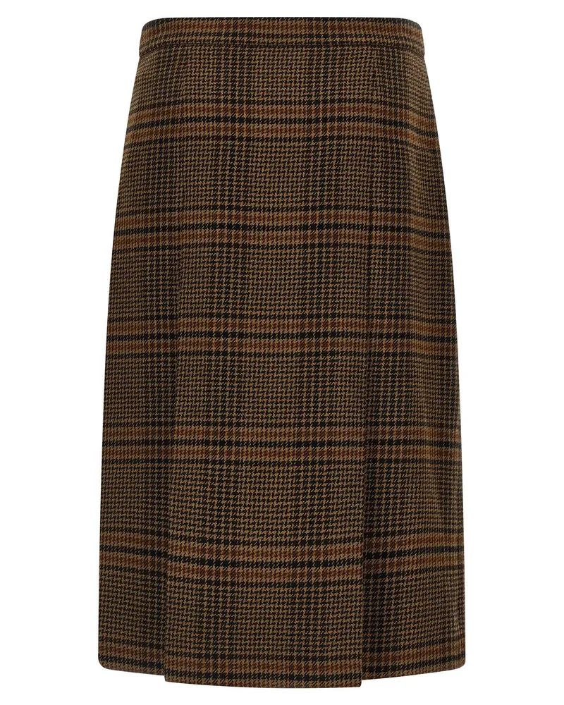 Saint Laurent Prince of Wales Skirt — Brown Brown
