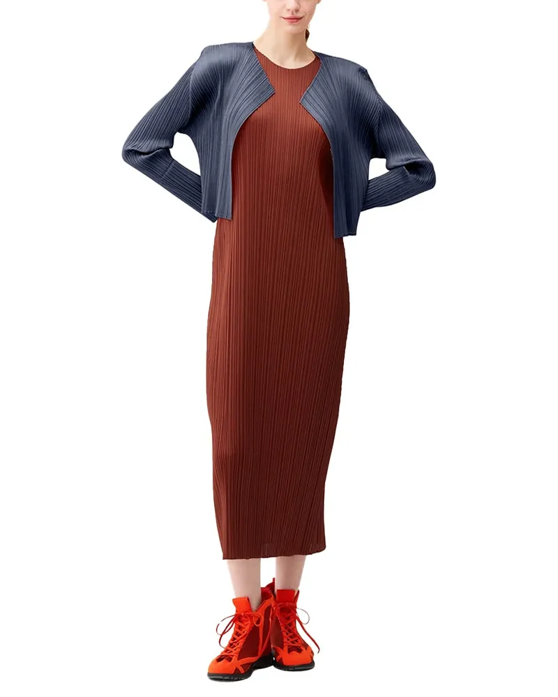 Issey Miyake Signature Pleated Cardigan — Navy Navy