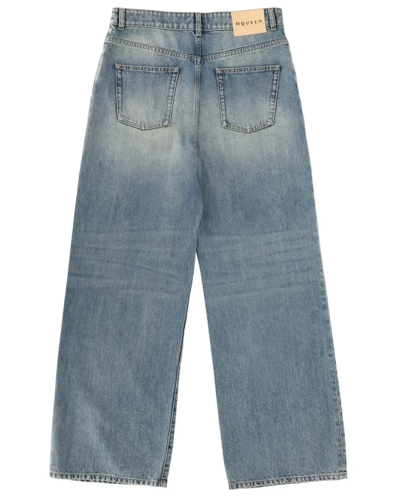 Alexander McQueen Wide Leg Cotton Jeans — Blue Blue