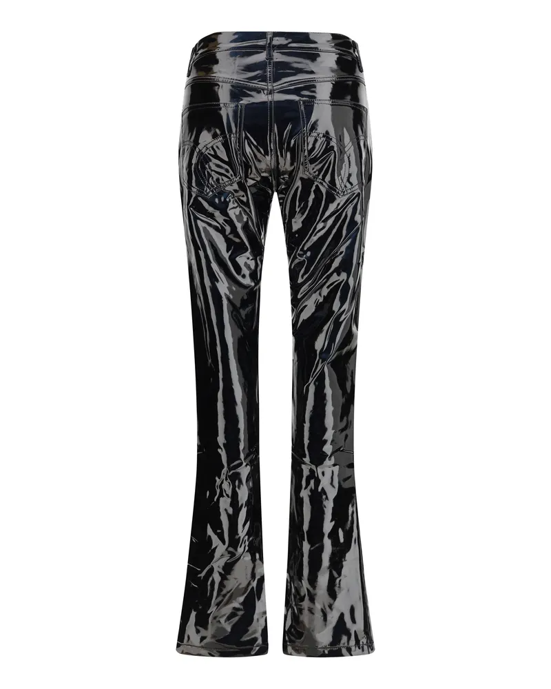 Fiorucci Women's Straight Fit Vinyl Pants Black Trousers Black