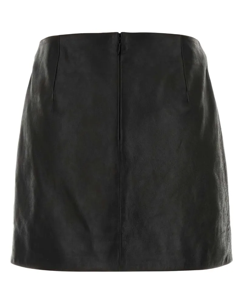 Gucci Women's Black Leather Mini Skirt Blackpecan Calf Skin Gonne Black