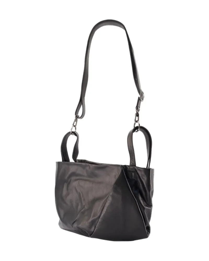 Yohji Yamamoto Unisex Tulip M Shoulder Bag -  Leather Black Cowhide Crossbodies Black