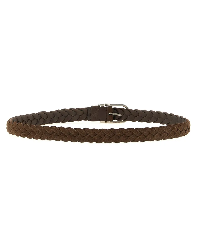 Brunello Cucinelli Men's Brown Calfskin Belt Brown