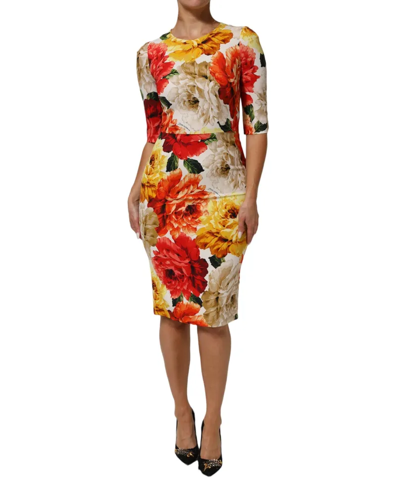 Dolce & Gabbana Women Multicolor Floral Print Viscose Sheath Dress 03+vi Multicolor