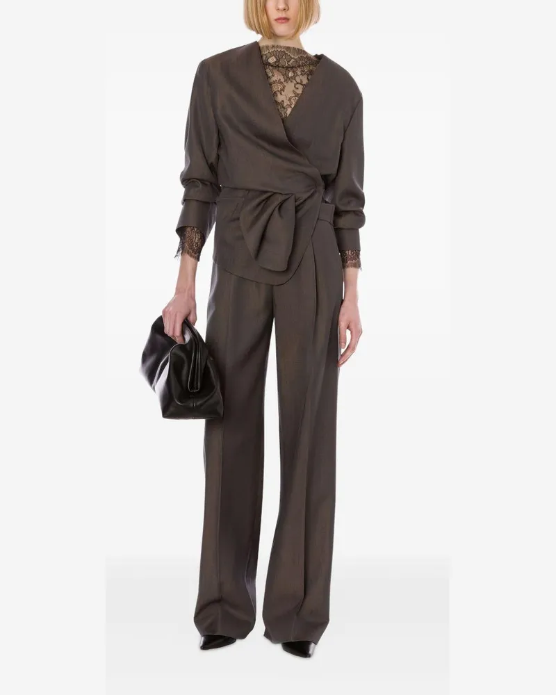 Alberta Ferretti Women's Suit Brown Wool Dress Brown