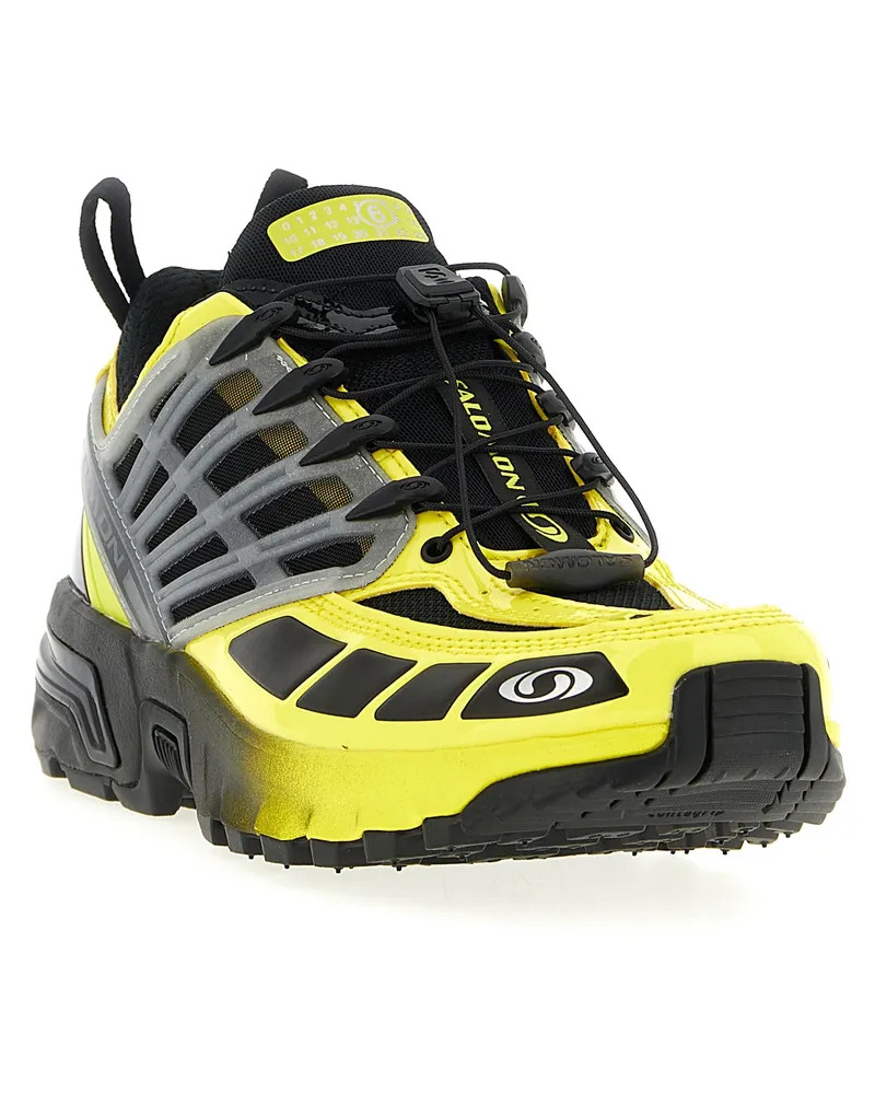 Maison Margiela Men's Bicolor Nylon Athletic Sneakers Yellow