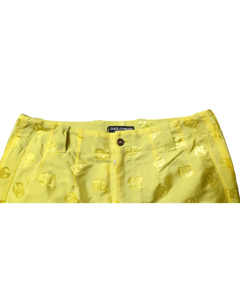 Dolce & Gabbana DG Monogram Polyester Trousers — Yellow Yellow