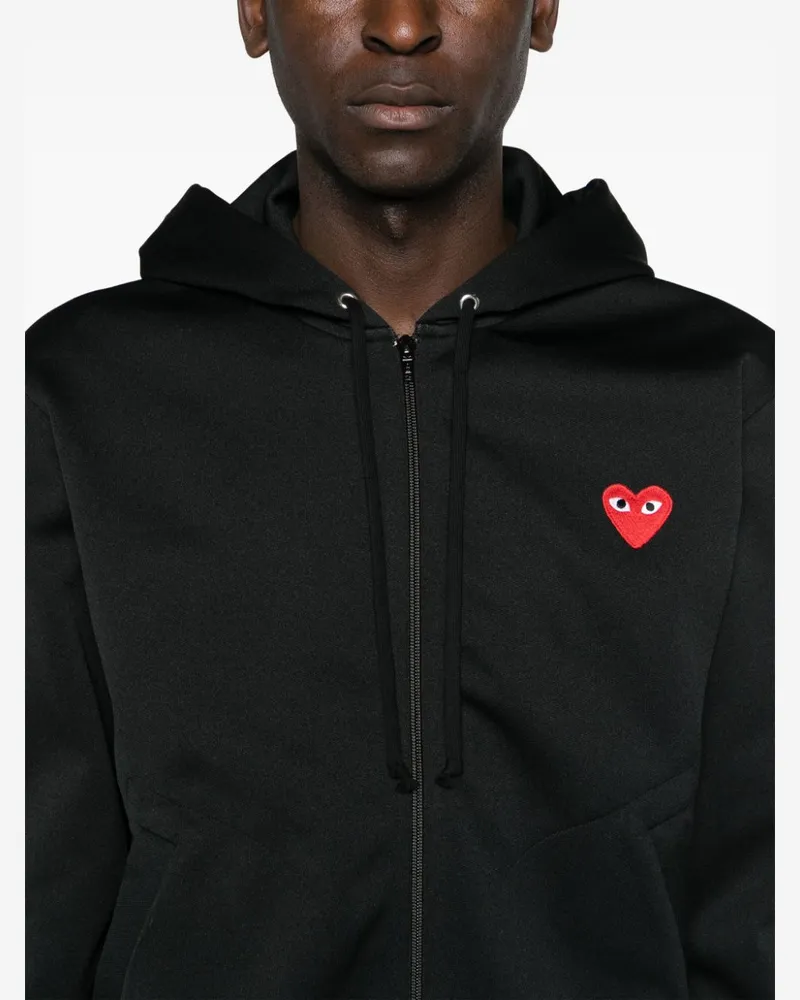 Comme des Garçons Logo-Embroidered Cotton Hoodie — Black Black