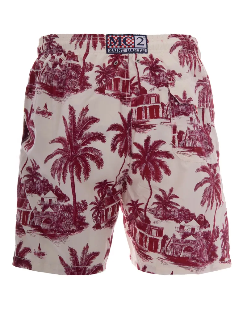 MC2 Saint Barth Men Swim Shorts Gustavia Red Jouy St Barth Polyester Red