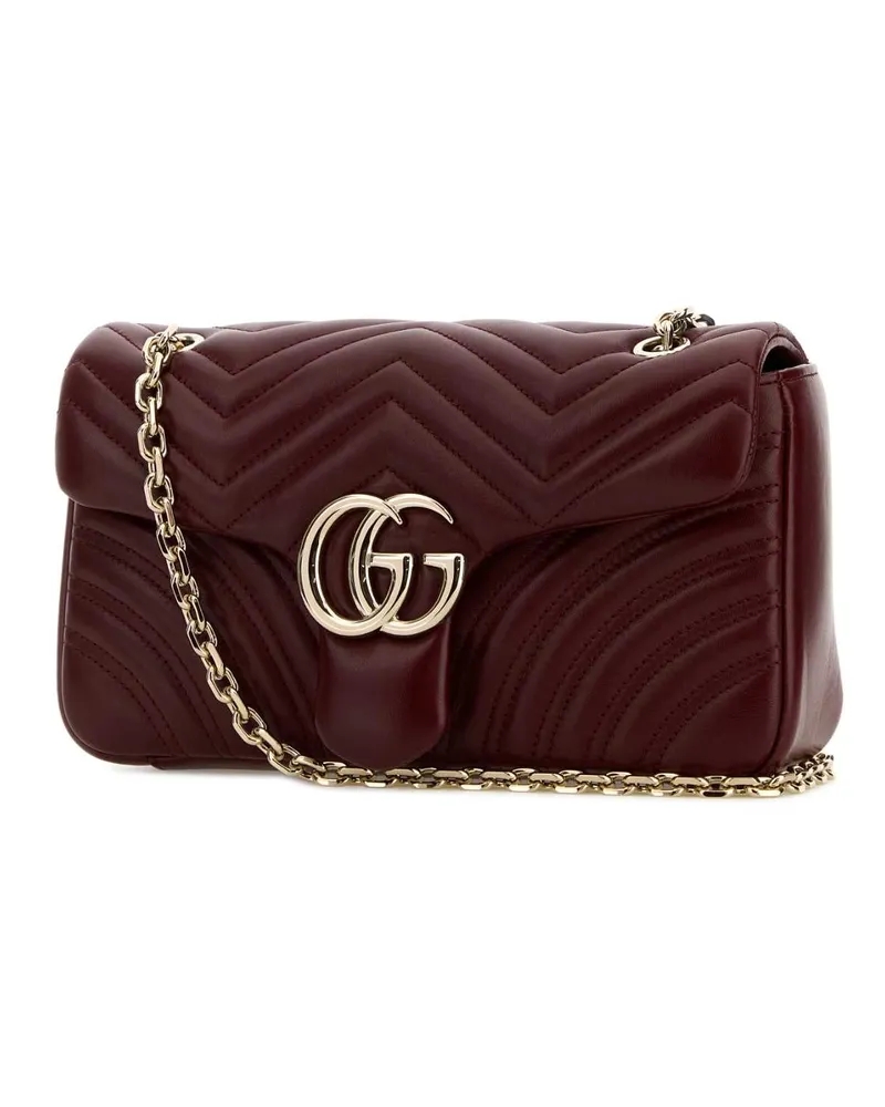 Gucci Women's Burgundy Nappa Leather Medium Gg Marmont Shoulder Bag Rossoancora Borse A Tracolla Red
