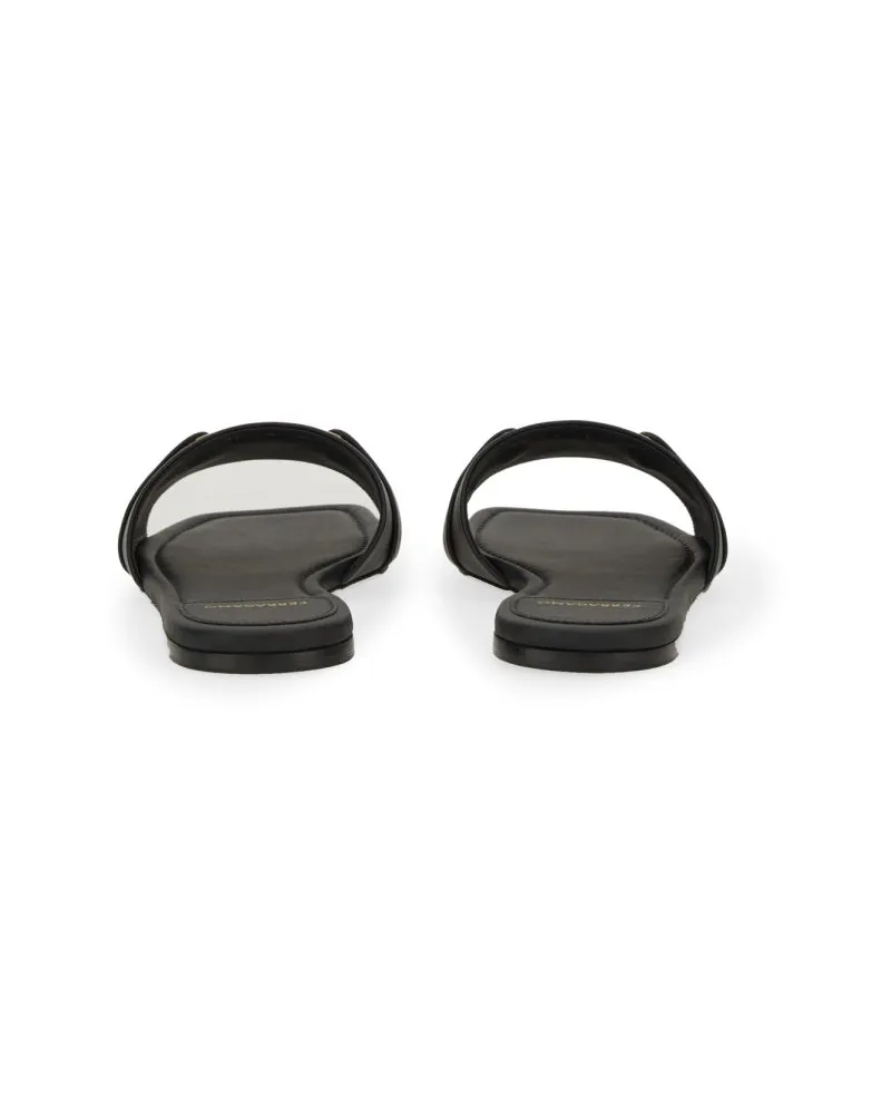 Ferragamo Calfskin Slide Sandal — Black Black