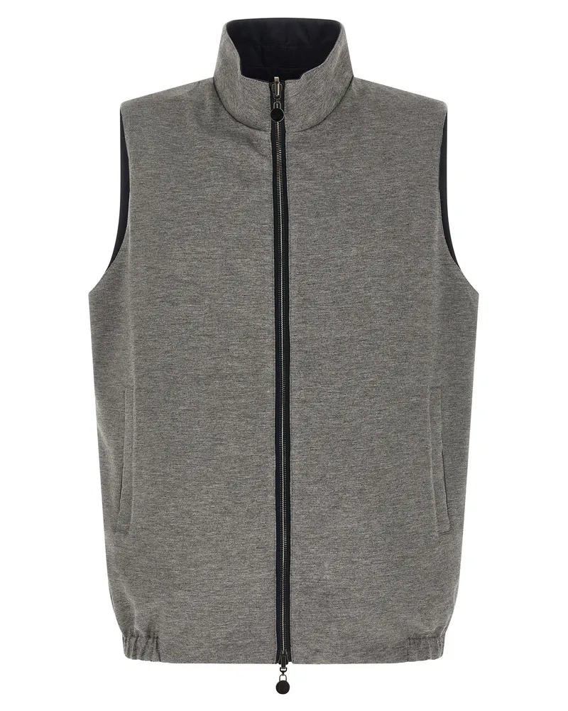 Kiton Double-Face Nylon Vest — Black Black