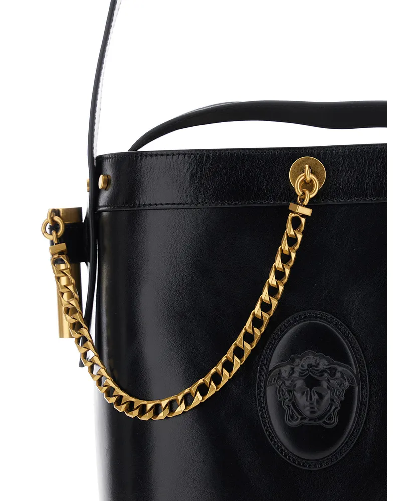 Versace Women's Leather Bucket Bag Brown Shoulder Black