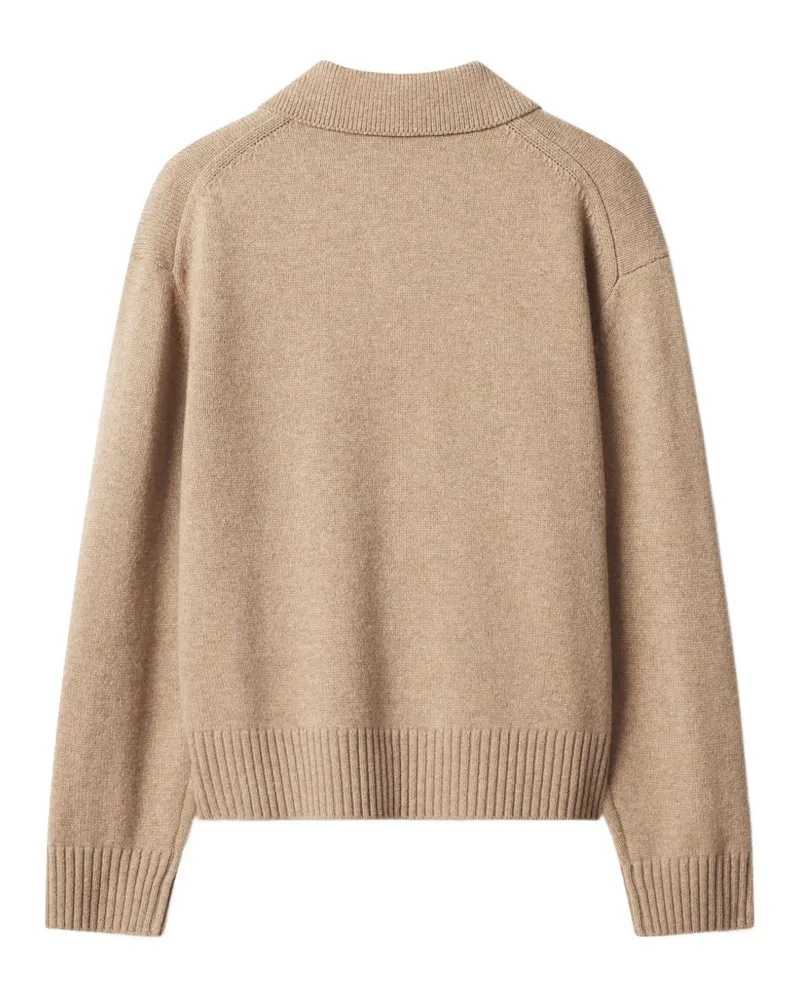 Kitsuné Intarsia-Knit Fox Head Polo — Beige Beige