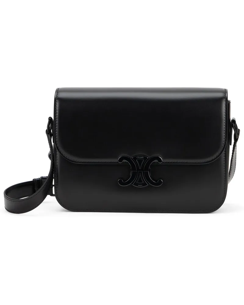 Celine Women's Shoulder Bag Triomphe Classic Black Calfskin Black