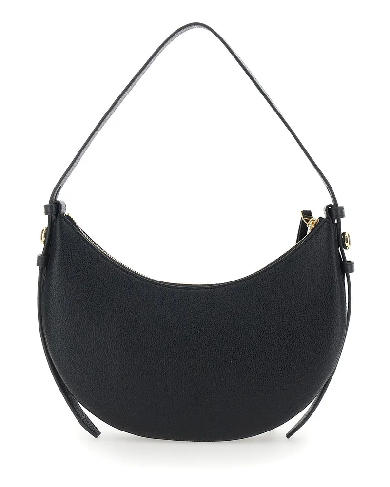 Tory Burch Women's Shoulder Bag Romy Half Moon Black Leather Cowhide Black