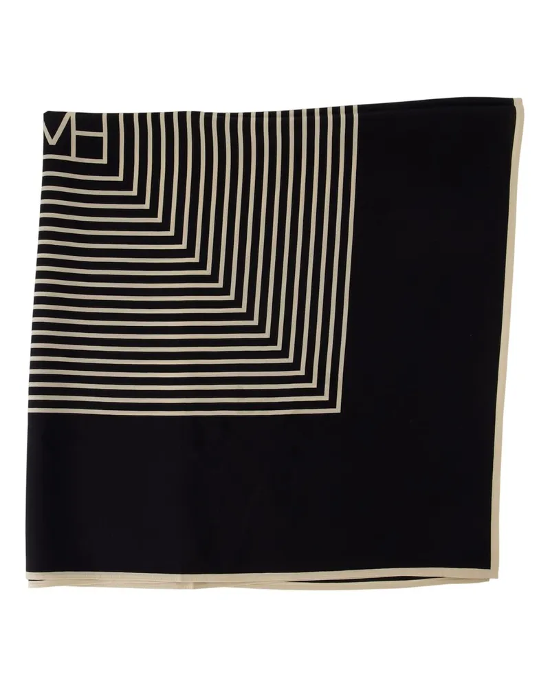 Totême Women's Centered Monogram Scarf -  Silk Black Accessories Black