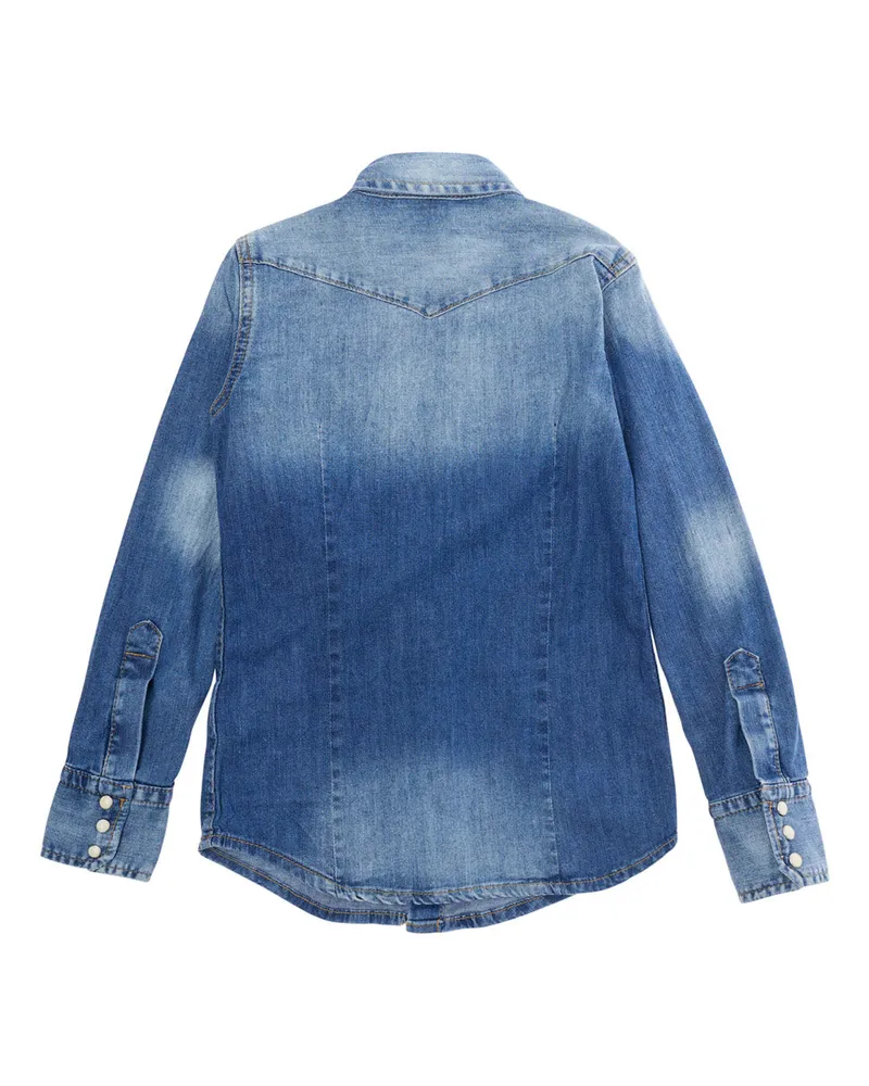 Dsquared2 Boys' Kids Denim Shirt Blue Cotton Blue