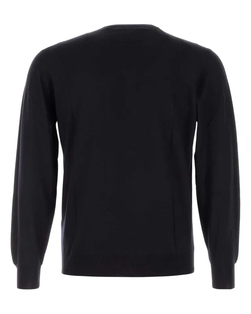Fedeli Men's Midnight Blue Wool Sweater 6 Exterior: Virgin Maglieria Navy