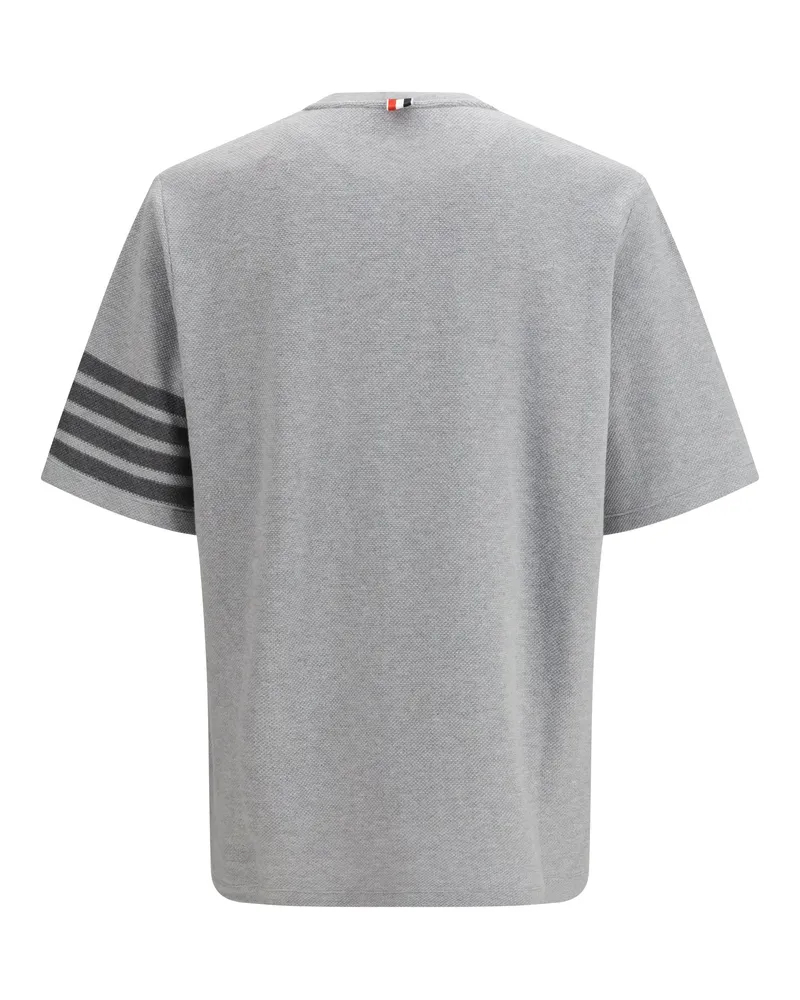Thom Browne Men's T-Shirt Textured Cotton Piqué Pale Grey T-Shirts And Polos Gray