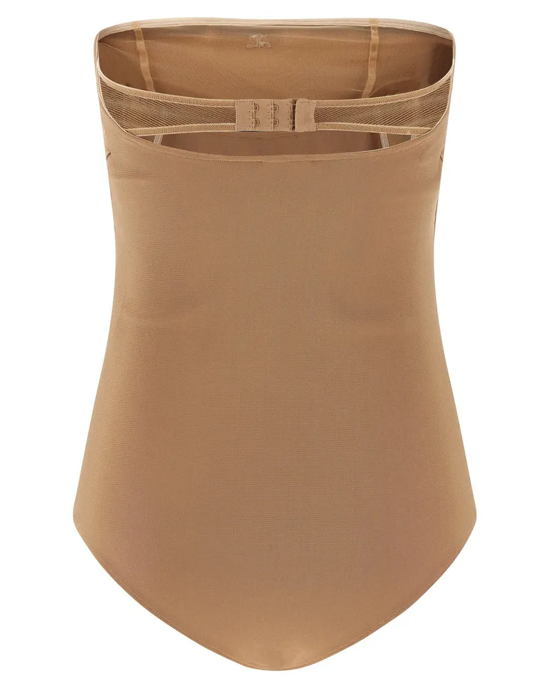 Courrèges Lingerie-Inspired Viscose Bodysuit — Beige Beige