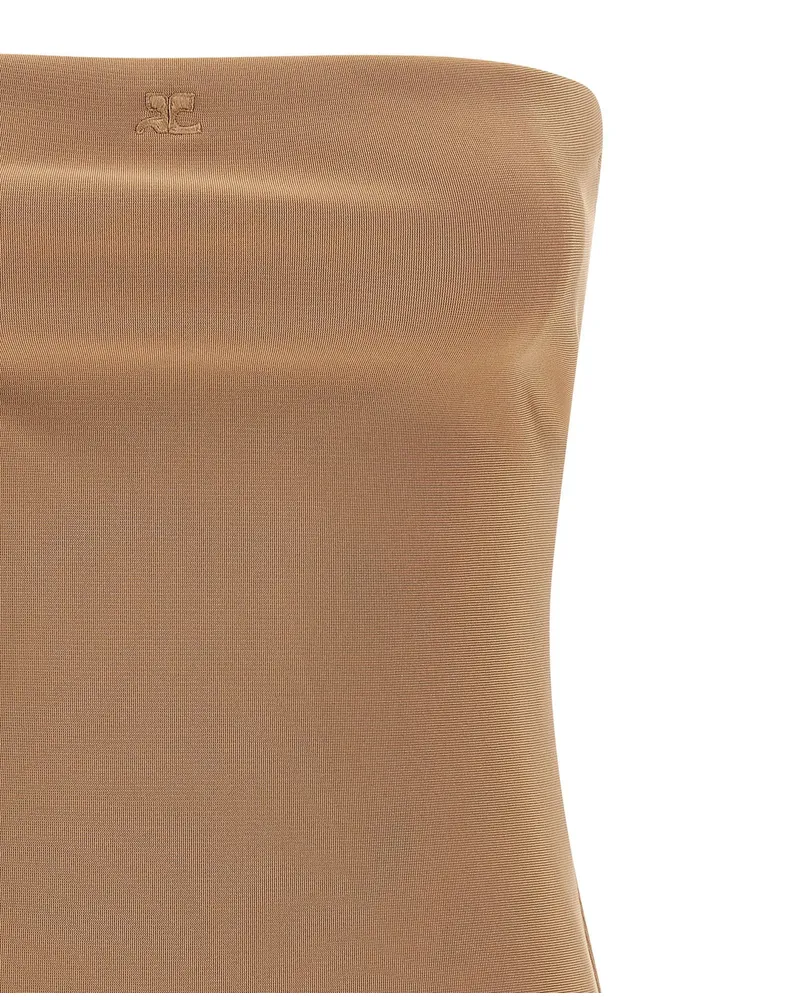 Courrèges Lingerie-Inspired Viscose Bodysuit — Beige Beige