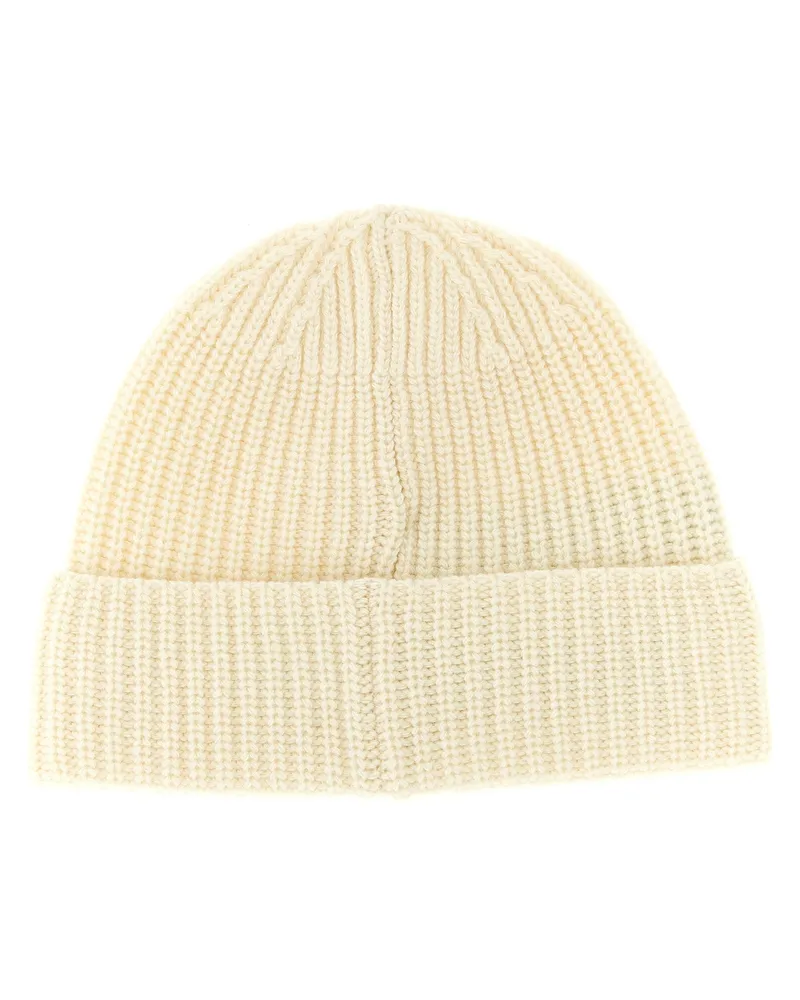 Stone Island Men's White Virgin Wool Beanie Accessory White