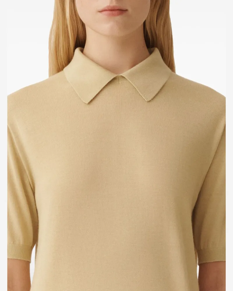 Fabiana Filippi Women's Fine-Knit Polo Top Beige Ss25 W Beige