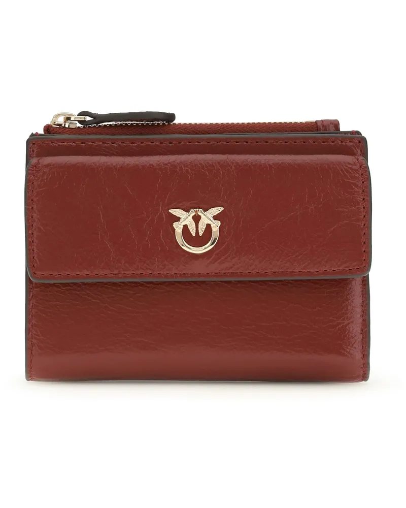 Pinko Women's Leather Wallet Rosso Scuro-Gold Mordore Calf Bos Taurus Mordore Red