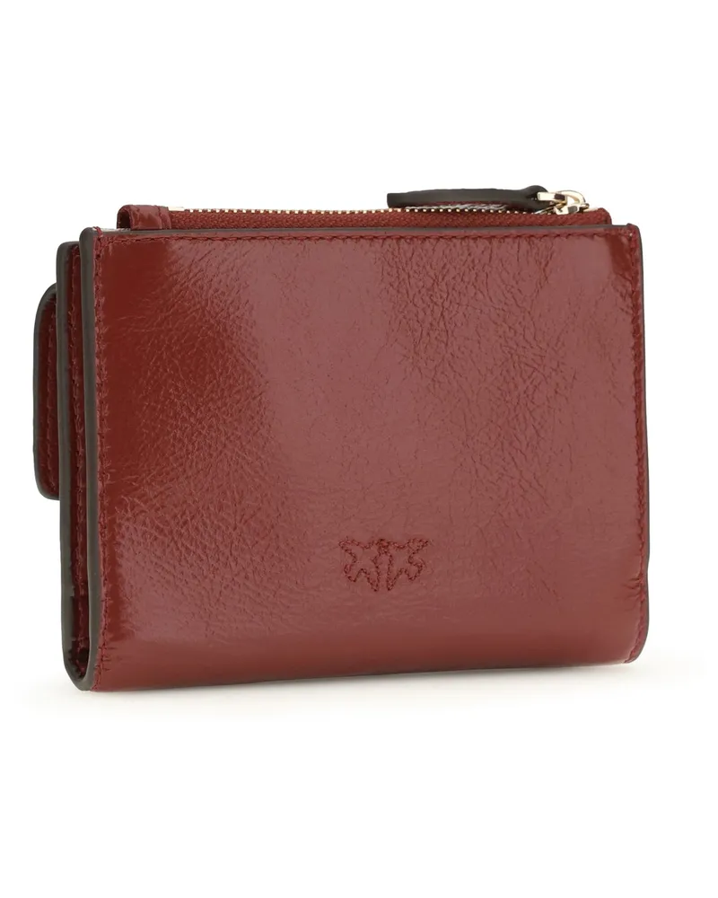 Pinko Women's Leather Wallet Rosso Scuro-Gold Mordore Calf Bos Taurus Mordore Red