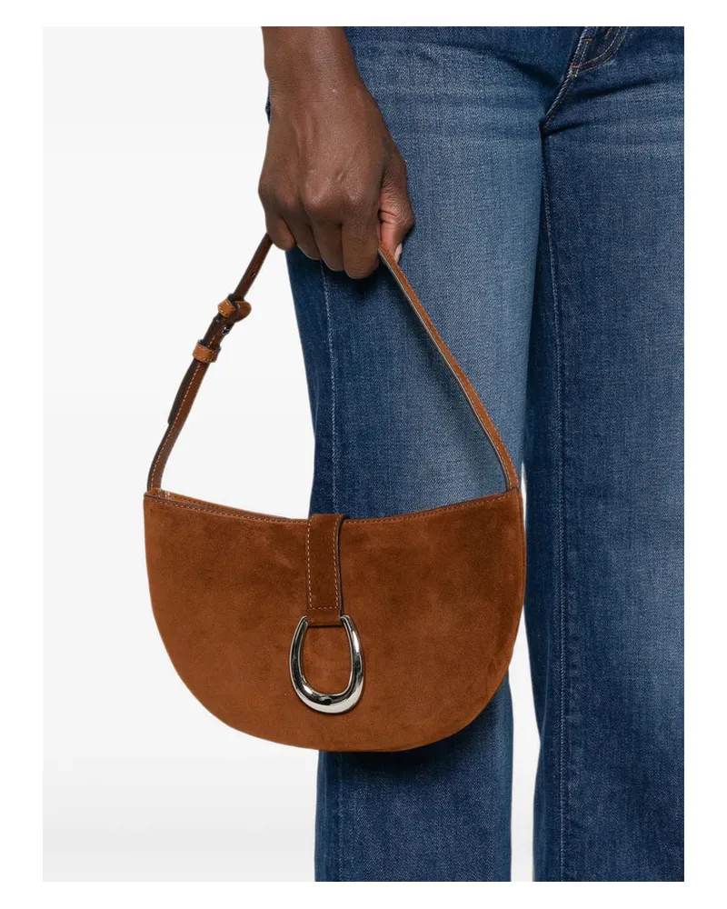 STAUD Suede Calf Leather Shoulder Bag — Brown Brown