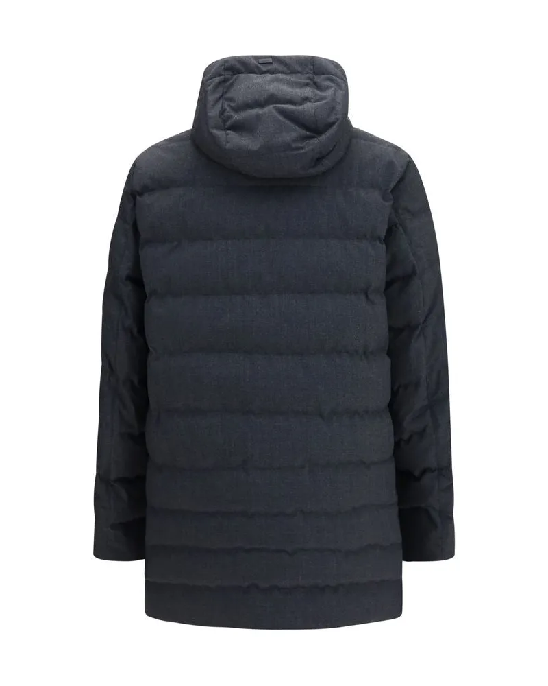 Herno Hooded Padded Down Jacket — Gray Gray