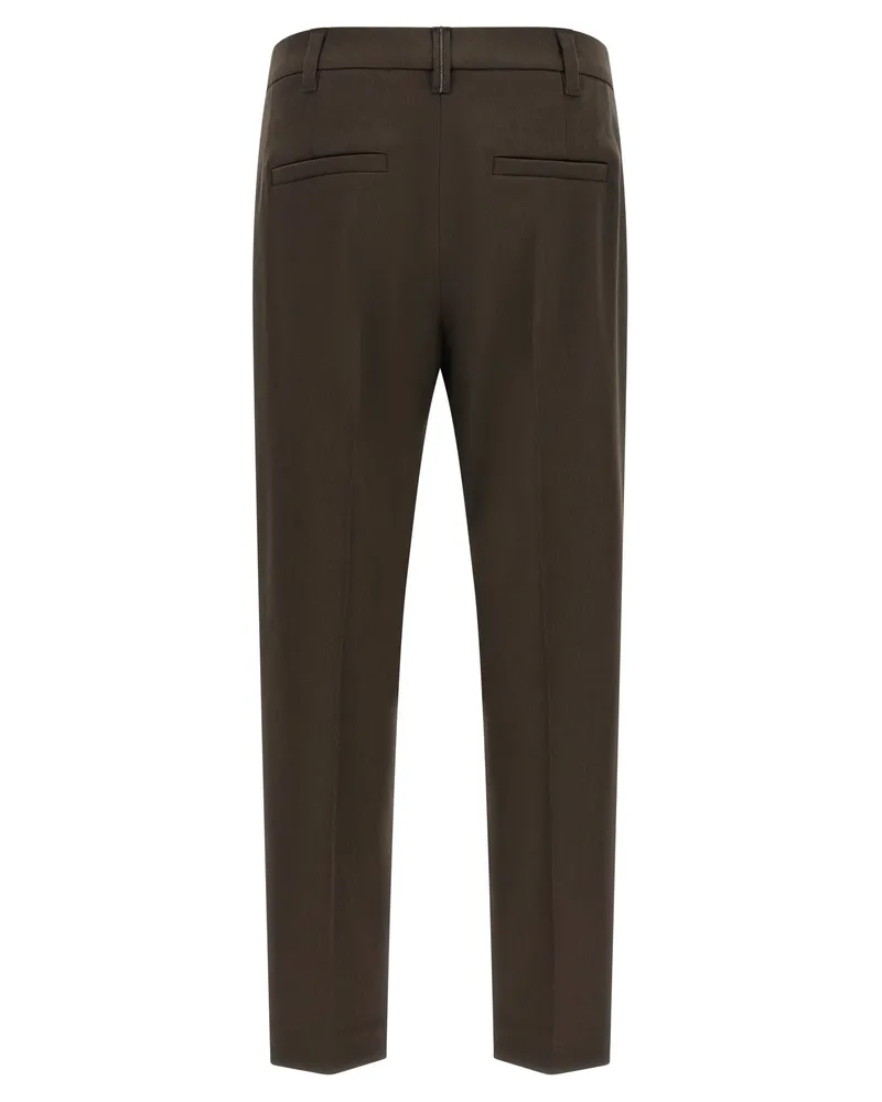 Brunello Cucinelli Women's Brown Virgin Wool Dress Pants Brown