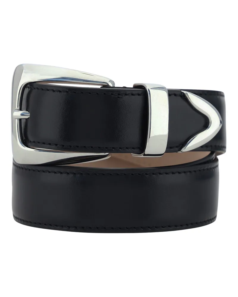 KHAITE Women's Benny Belt Black Calf Leather Bos Taurus E Braces Black