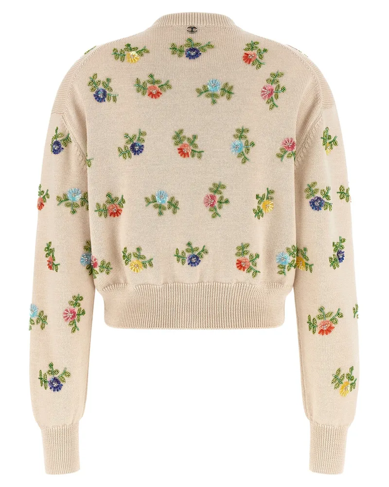 Paco Rabanne Floral Embroidery Cardigan — Beige Beige
