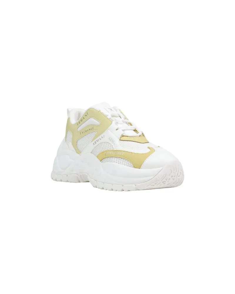 Armani Exchange Chunky Leather-Mix Sneaker — White White