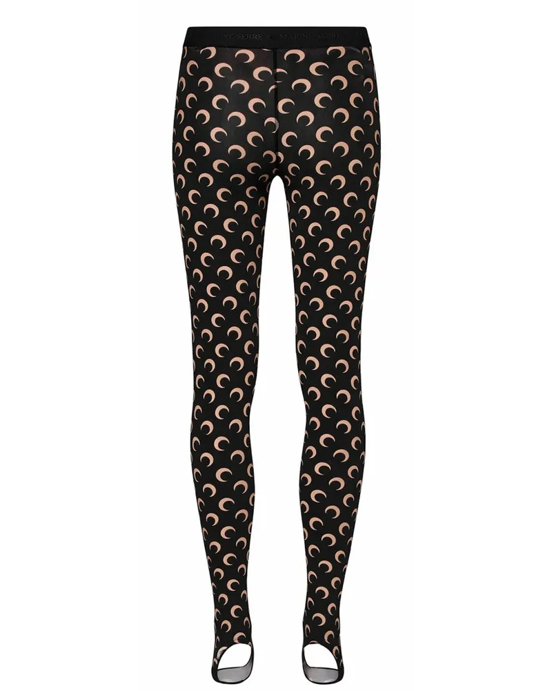Marine Serre Moon-Print Stretch Leggings — Black Black