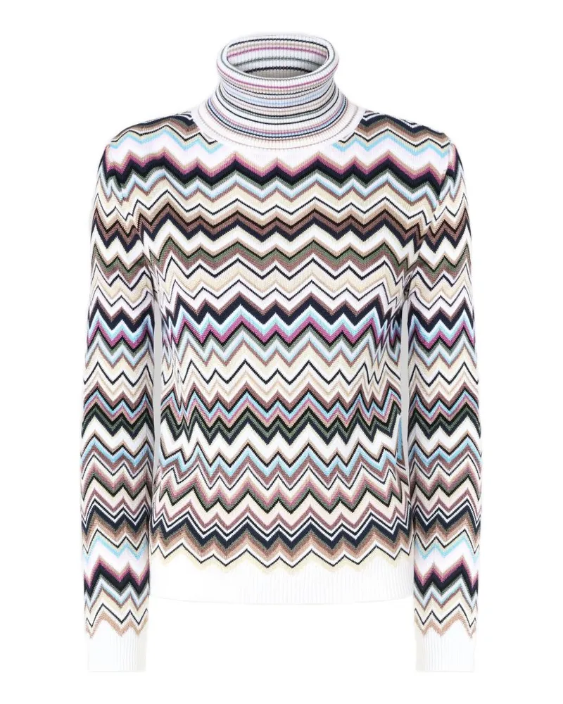 Missoni Zig-Zag Knit Turtleneck Sweater — Multicolor Multicolor