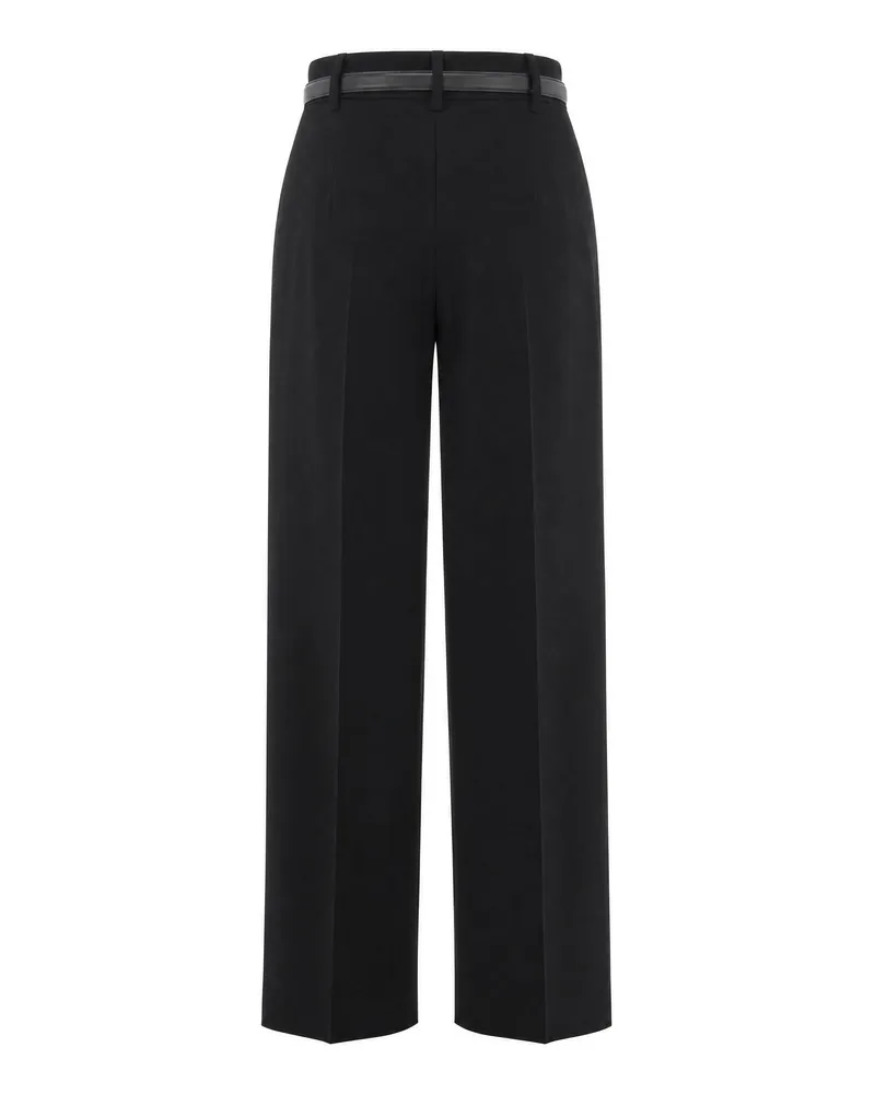 Max Mara Virgin Wool Wide-Leg Trousers — Black Black