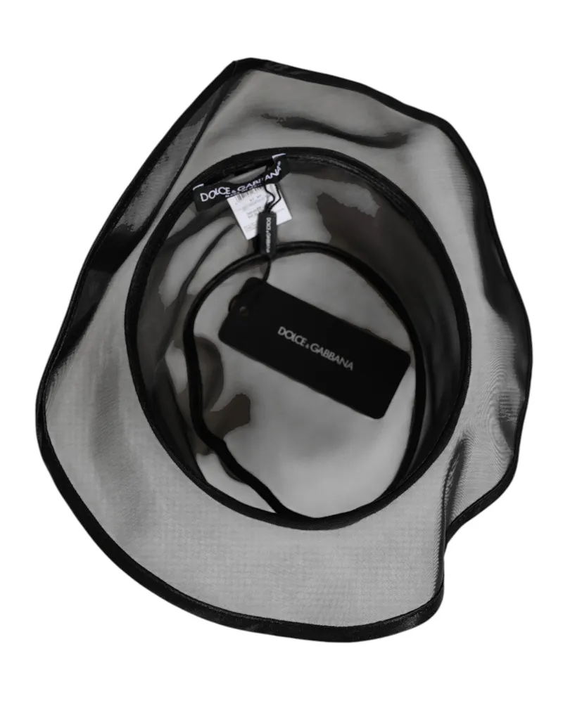Dolce & Gabbana Black Silk Mesh Bucket Men Fisherman Cap Hat Black