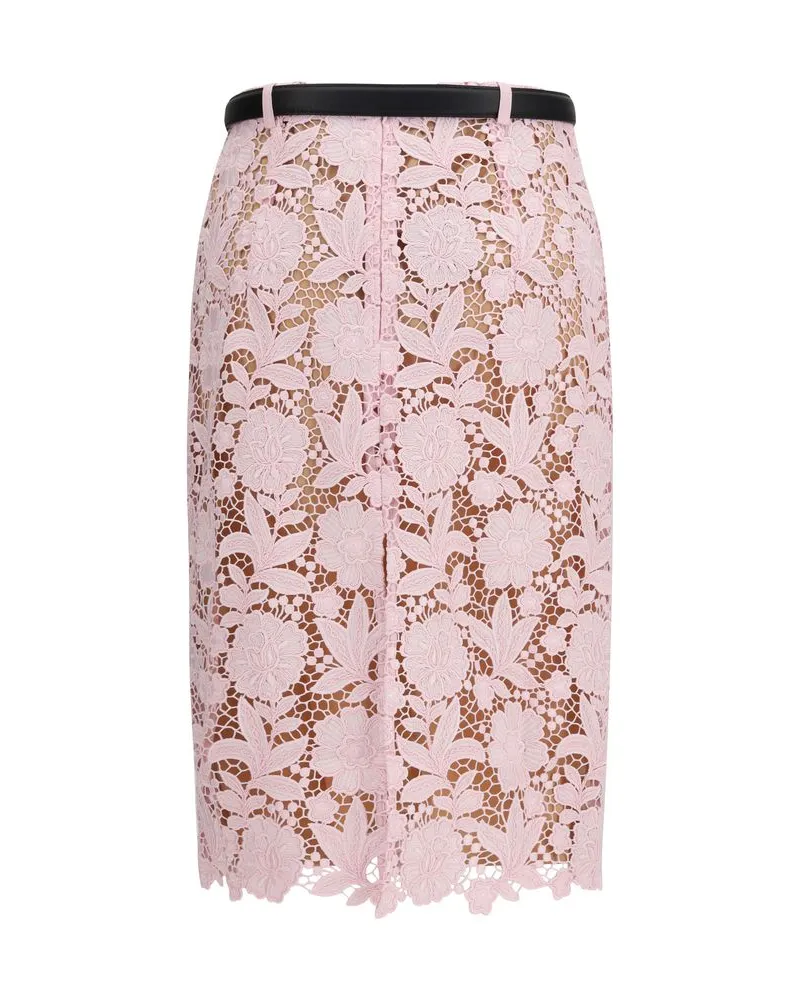 Self-Portrait Women's Multicolor Polyester Midi Skirt Pink