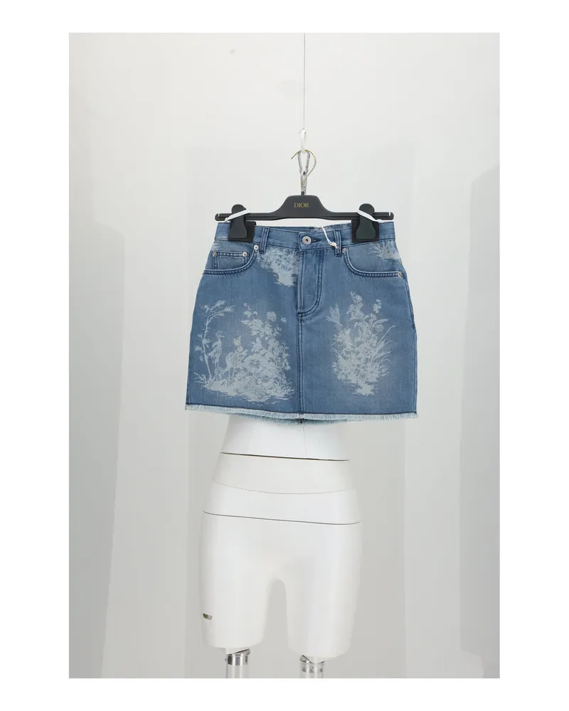 Dior Women's Denim Skirt Blue Cotton Blue