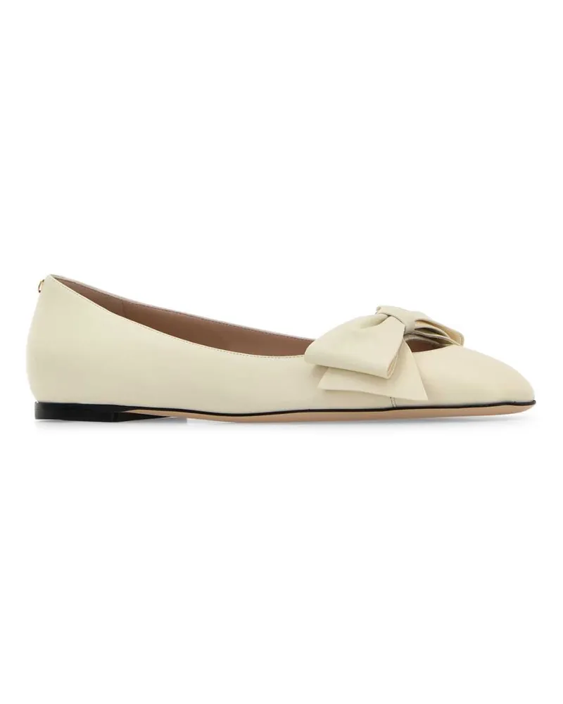 Valentino Garavani Women's Ivory Leather Bowow Ballerinas Ballerine Flat Shoes Ivory