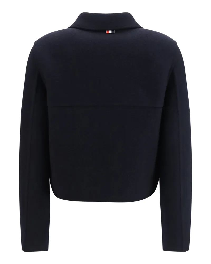 Thom Browne Cropped Virgin Wool Jacket — Navy Navy