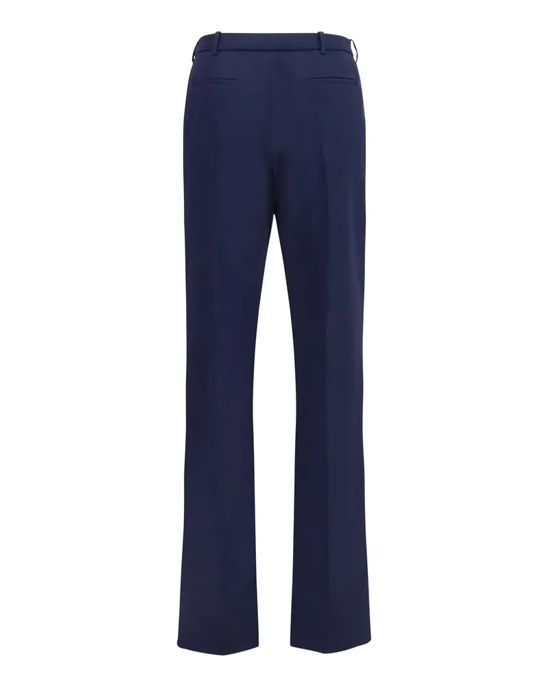 Balenciaga Women's Slim Tailored Pants Navy Merino Wool Ovis Aries Trousers Navy