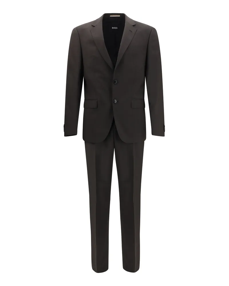 HUGO BOSS Men's Suit Virgin Wool Dark Brown Merino Suits Brown