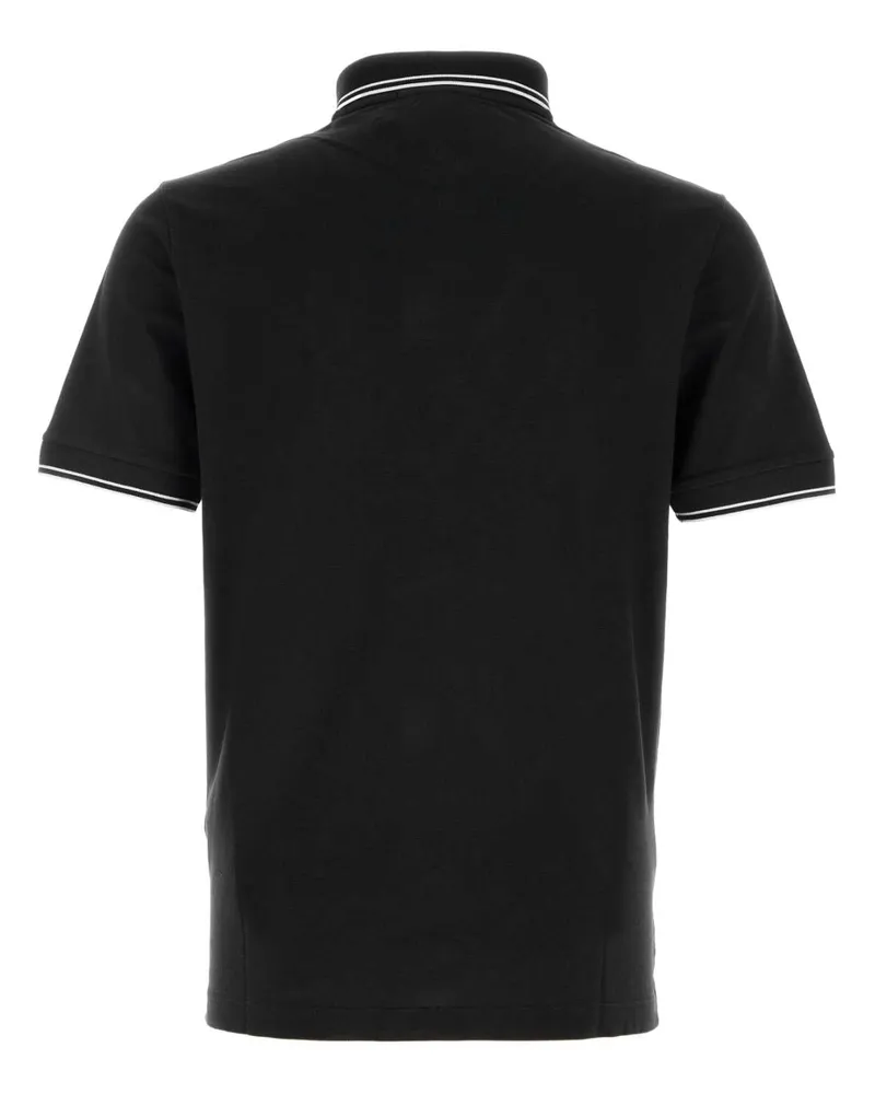 Stone Island Men's Black Stretch Piquet Polo Shirt Exterior: Cotton Elastane T-shirts And Polos Black