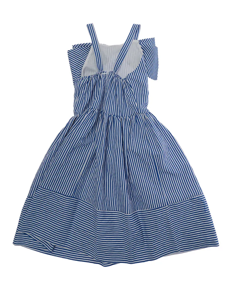 Monnalisa Girls' Dress With Maxi Bow, Blue Viscose Blue